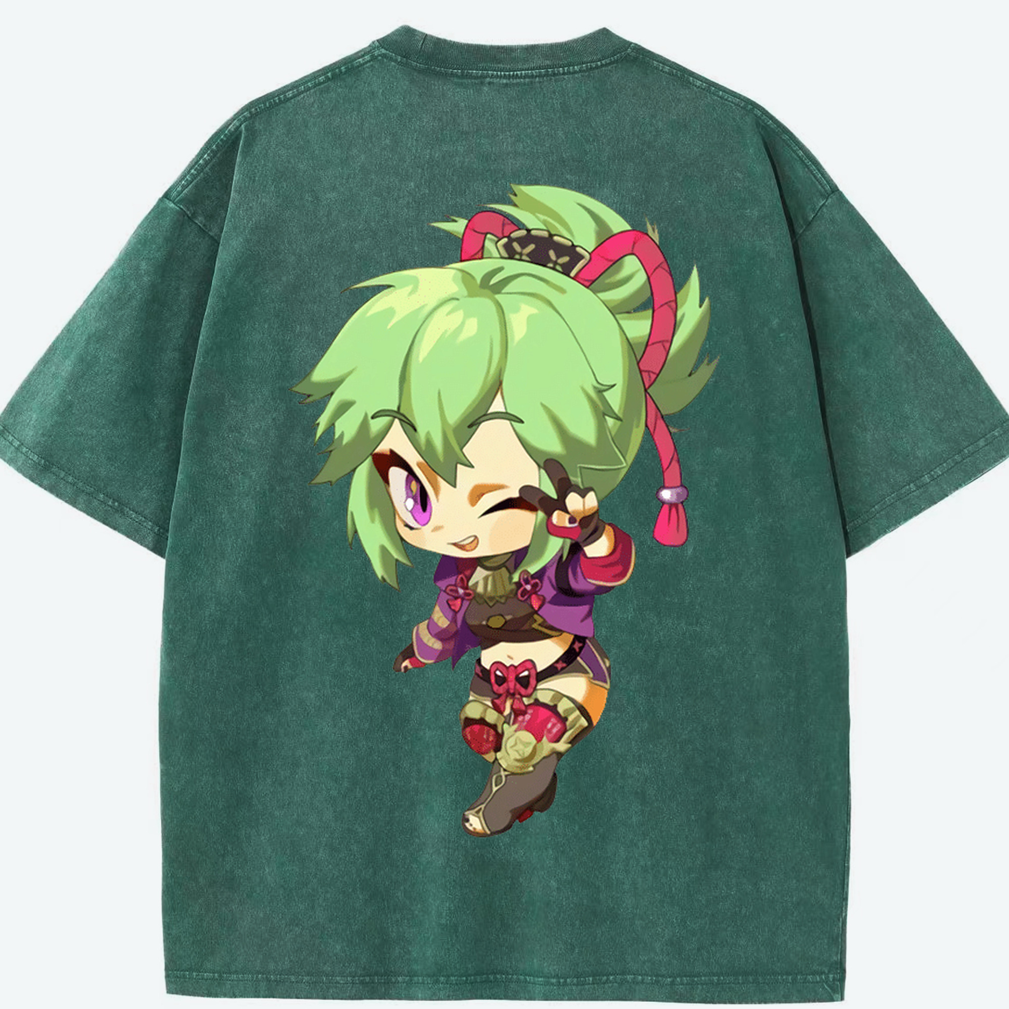 げんし神  久岐忍 くき しのぶ genshin Kuki Shinobu 綿100% ヴィンテージ風 半袖Tシャツ（背面プリント）